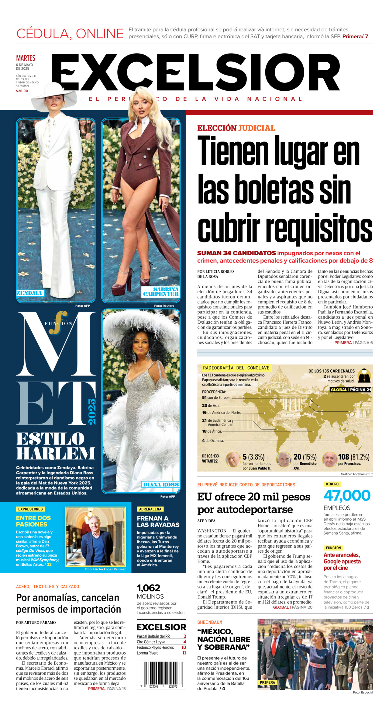 Excelsior, edición del martes 06 de mayo de 2025 Excelsior, edición del martes 06 de mayo de 2025