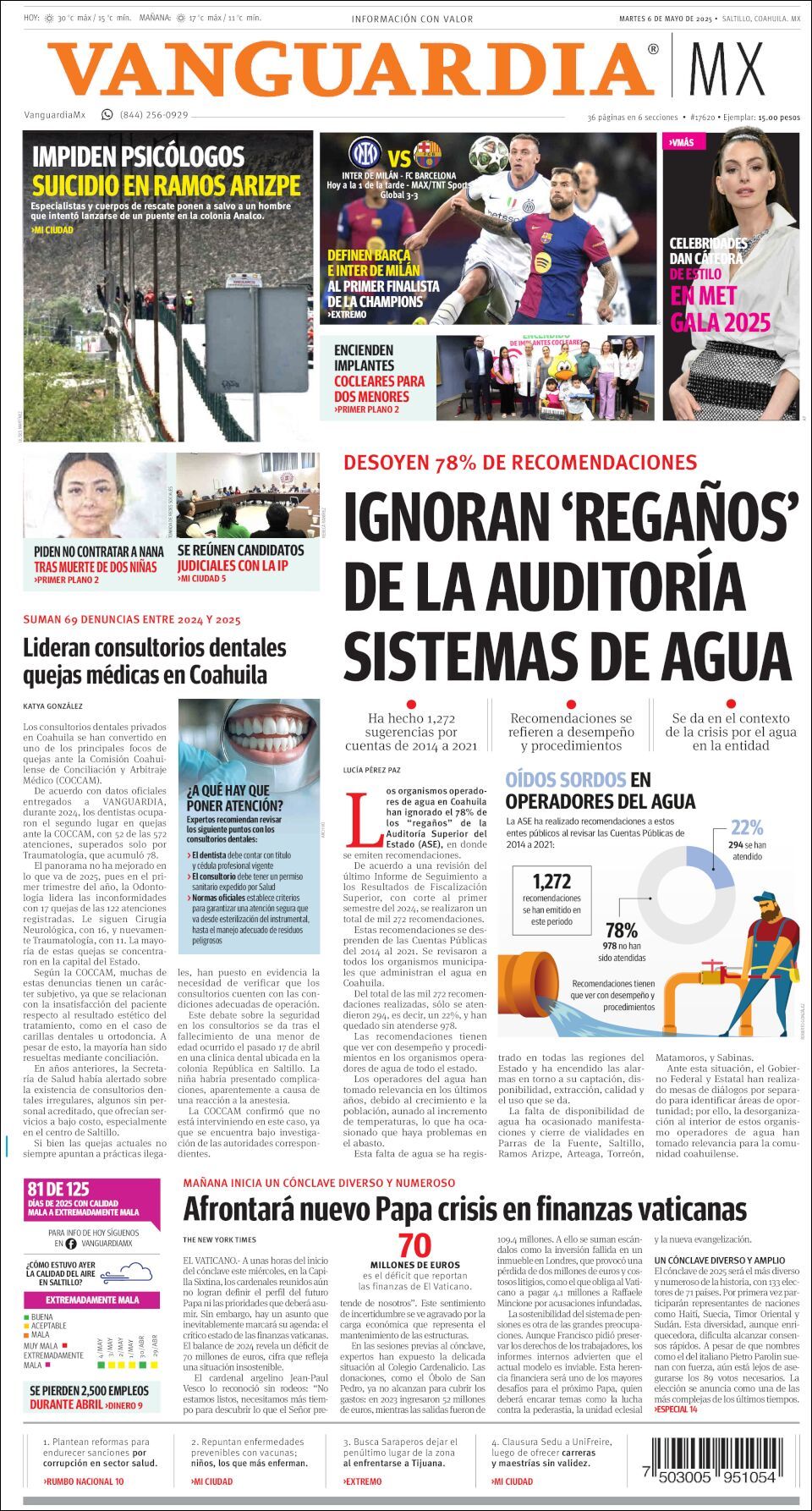 Vanguardia, edición del martes 06 de mayo de 2025 Vanguardia, edición del martes 06 de mayo de 2025