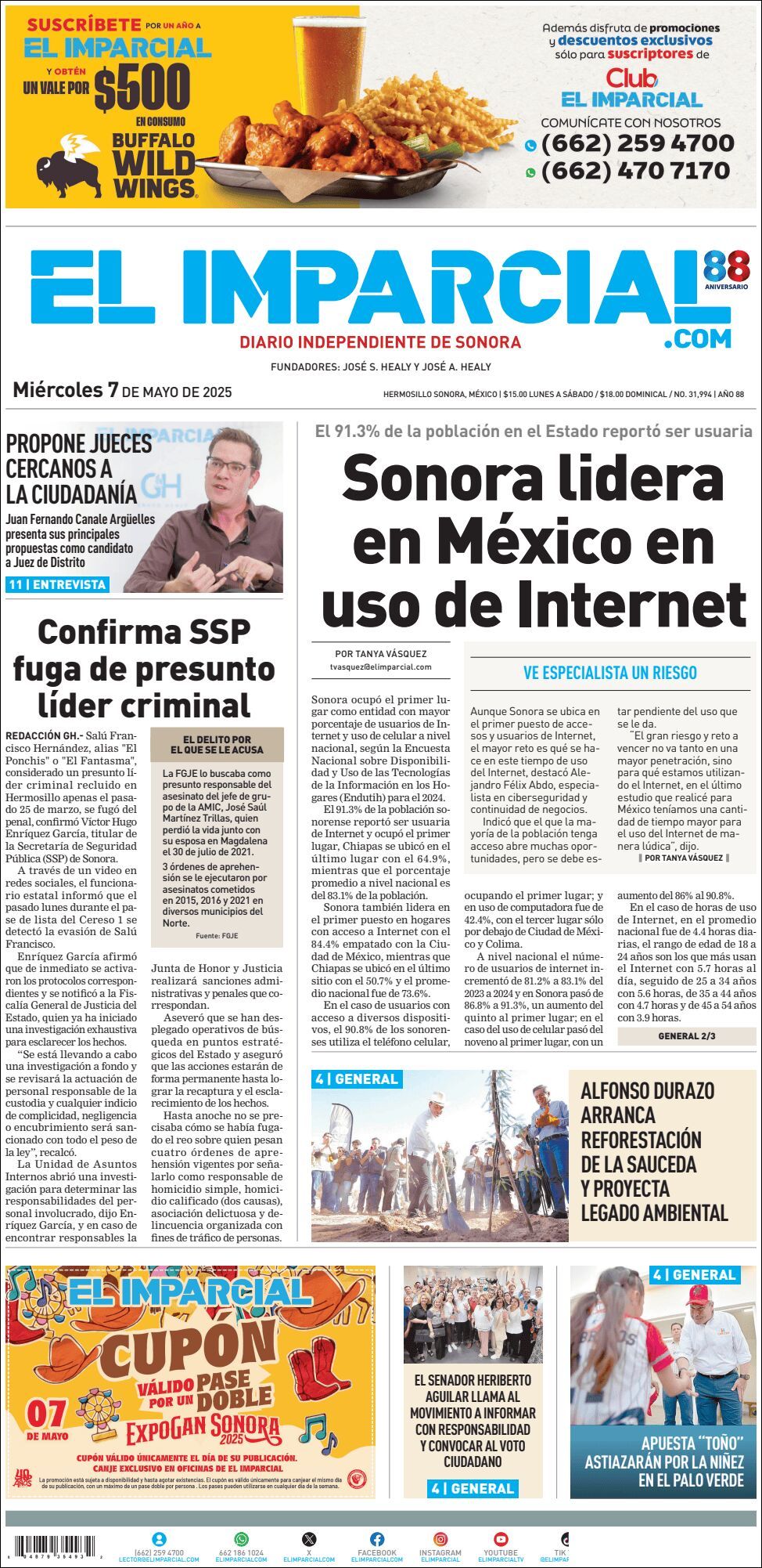 El Imparcial, edición del miércoles 07 de mayo de 2025 El Imparcial, edición del miércoles 07 de mayo de 2025