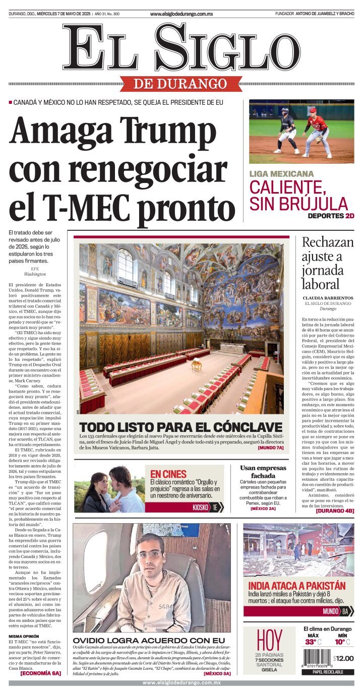 El Siglo de Durango, edición del miércoles 07 de mayo de 2025 El Siglo de Durango, edición del miércoles 07 de mayo de 2025