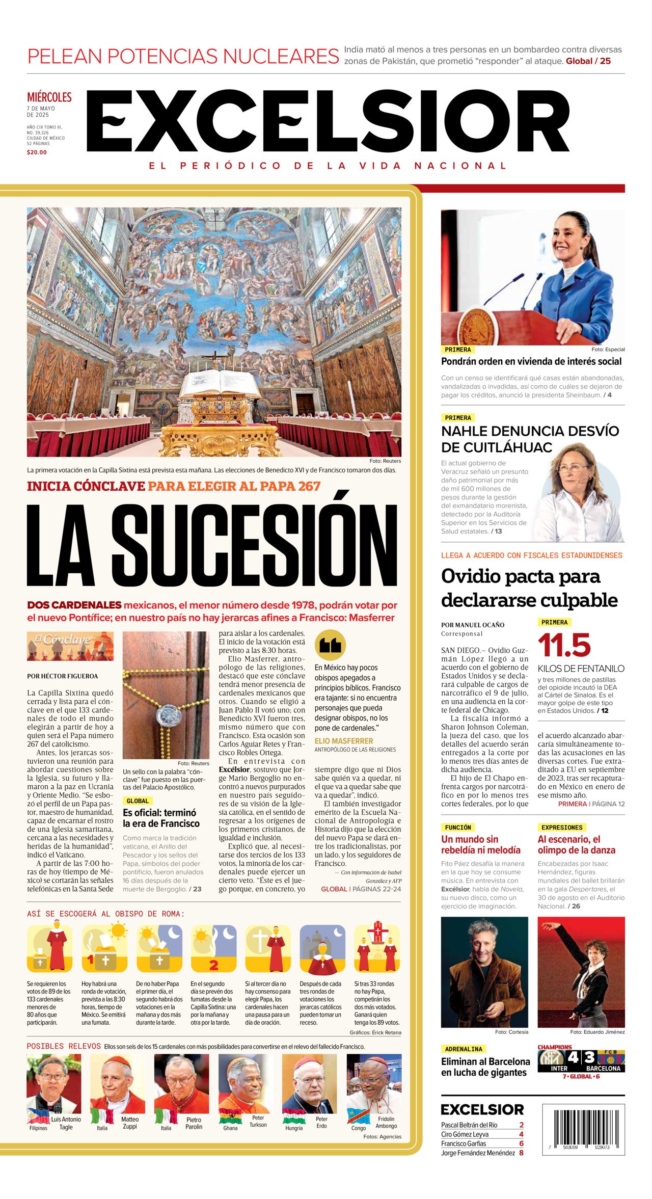 Excelsior, edición del miércoles 07 de mayo de 2025 Excelsior, edición del miércoles 07 de mayo de 2025