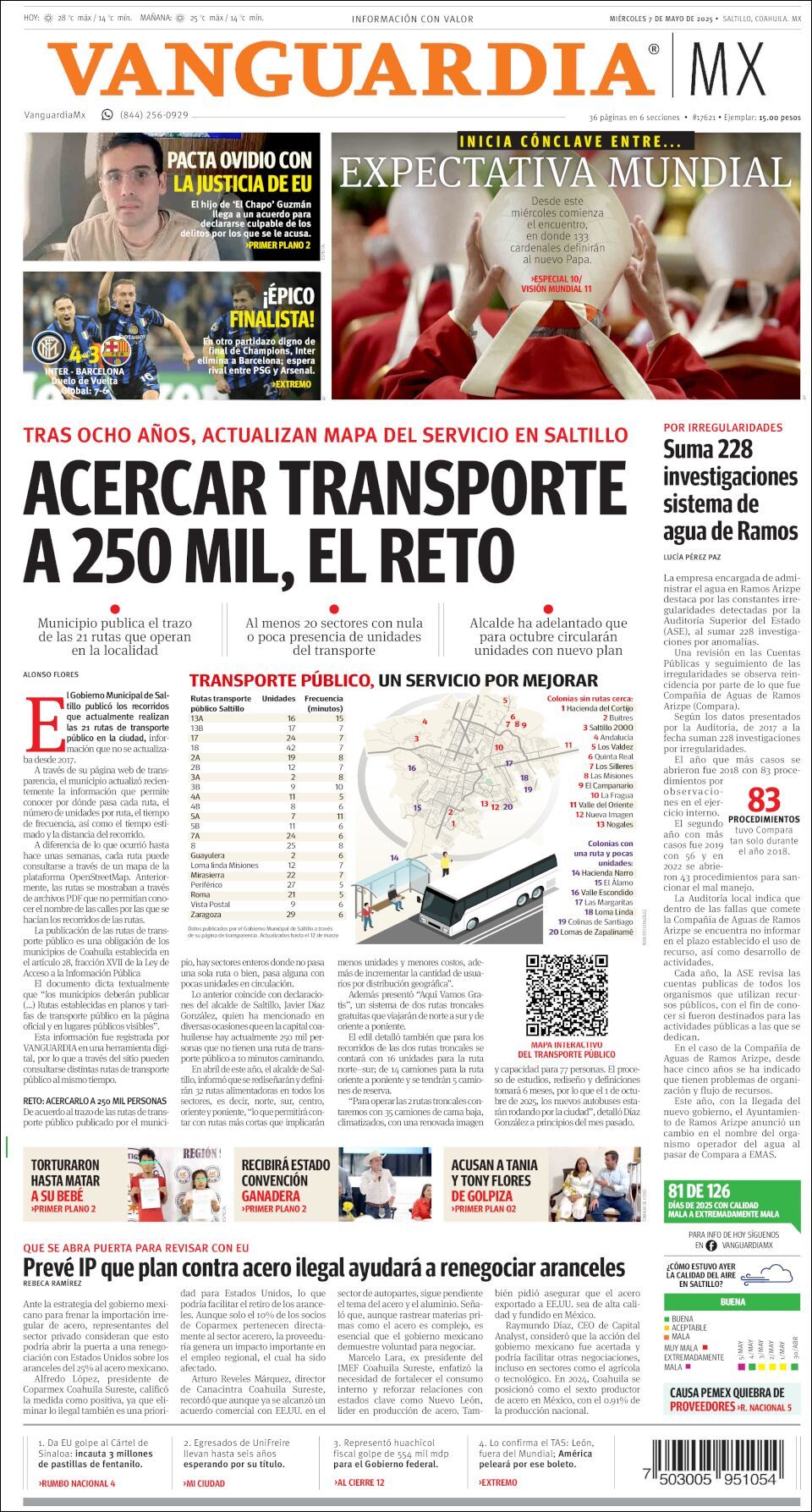 Vanguardia, edición del miércoles 07 de mayo de 2025 Vanguardia, edición del miércoles 07 de mayo de 2025