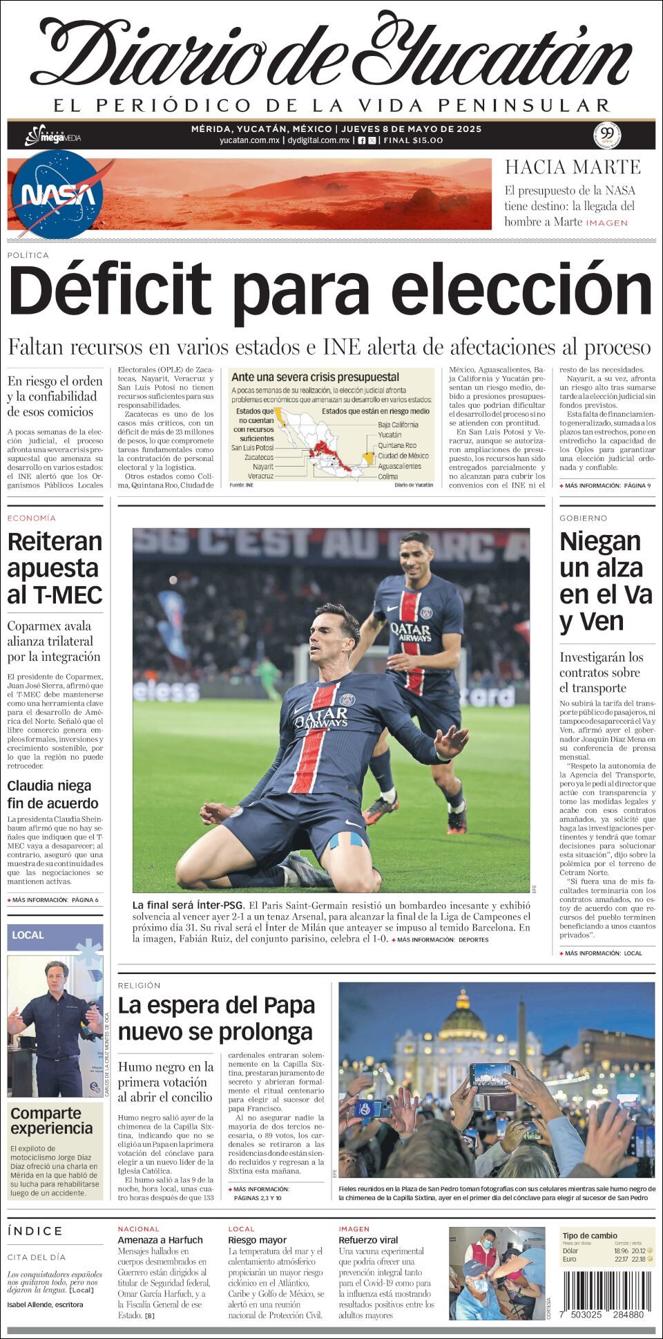 El Diario de Yucatán, edición del jueves 08 de mayo de 2025 El Diario de Yucatán, edición del jueves 08 de mayo de 2025