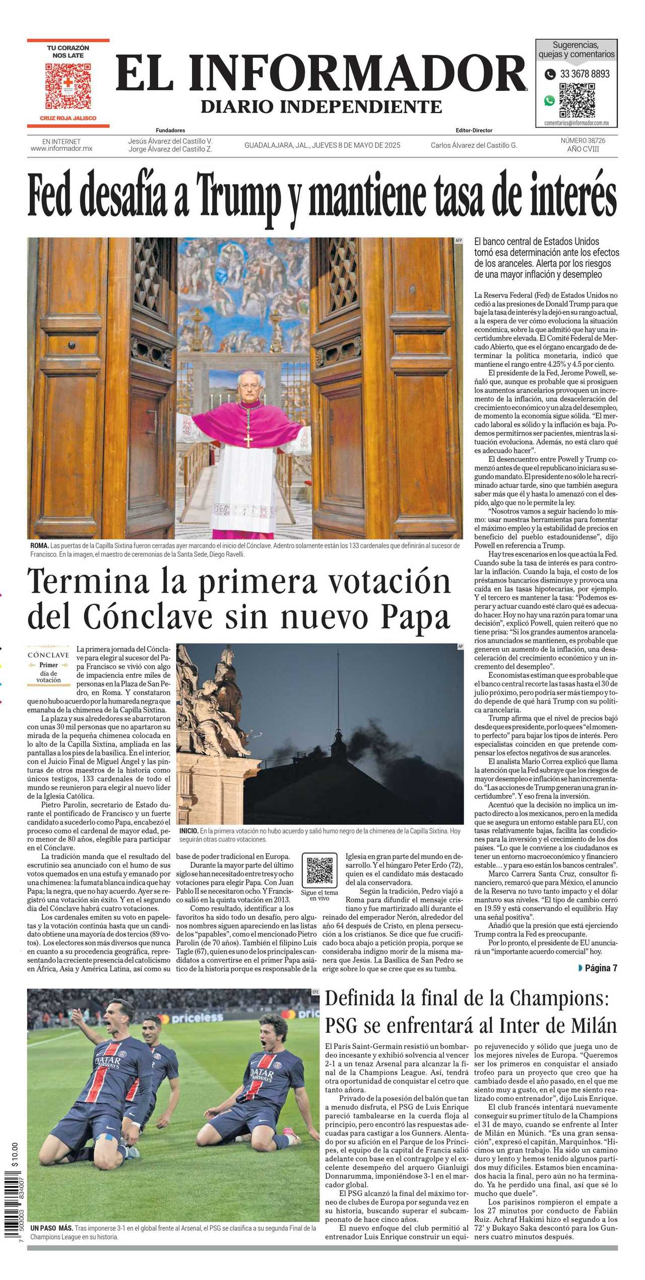 El Informador, edición del jueves 08 de mayo de 2025 El Informador, edición del jueves 08 de mayo de 2025