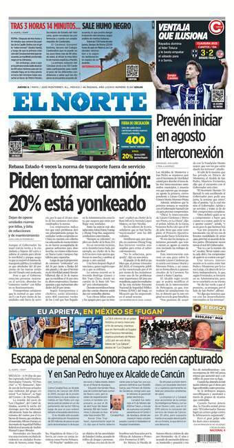 El Norte, edición del jueves 08 de mayo de 2025 El Norte, edición del jueves 08 de mayo de 2025