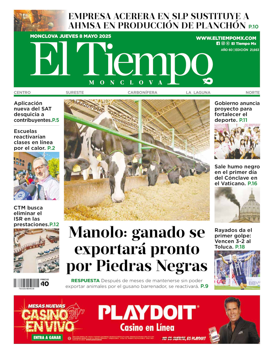 El Tiempo Monclova, edición del jueves 08 de mayo de 2025 El Tiempo Monclova, edición del jueves 08 de mayo de 2025
