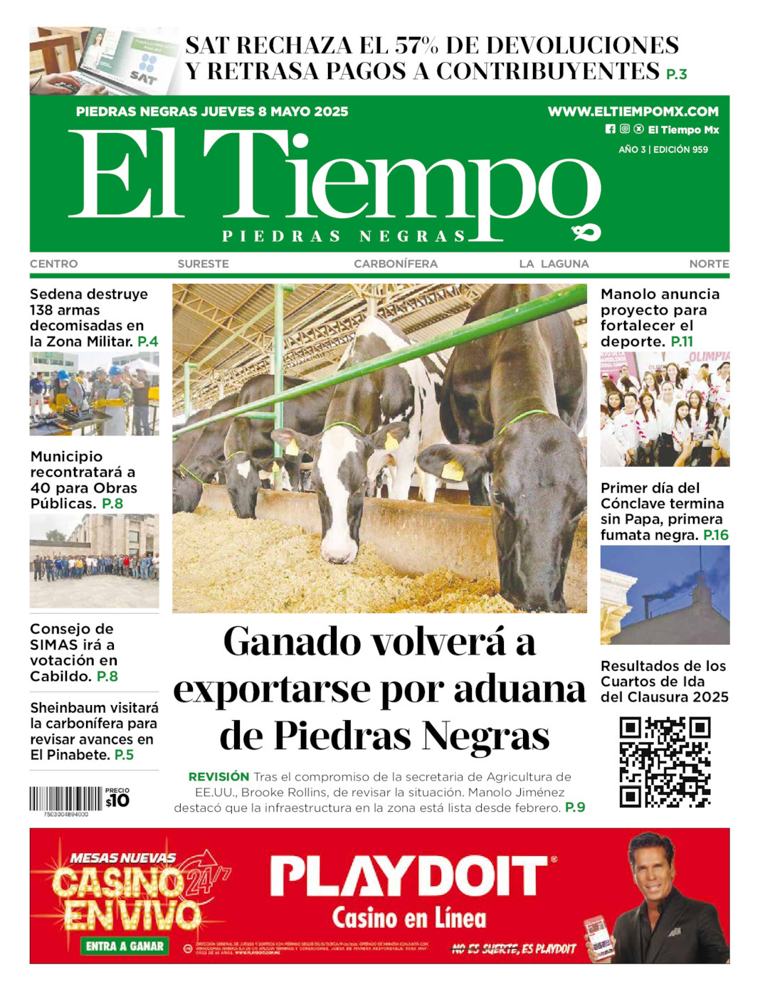 El Tiempo Piedras Negras, edición del jueves 08 de mayo de 2025 El Tiempo Piedras Negras, edición del jueves 08 de mayo de 2025