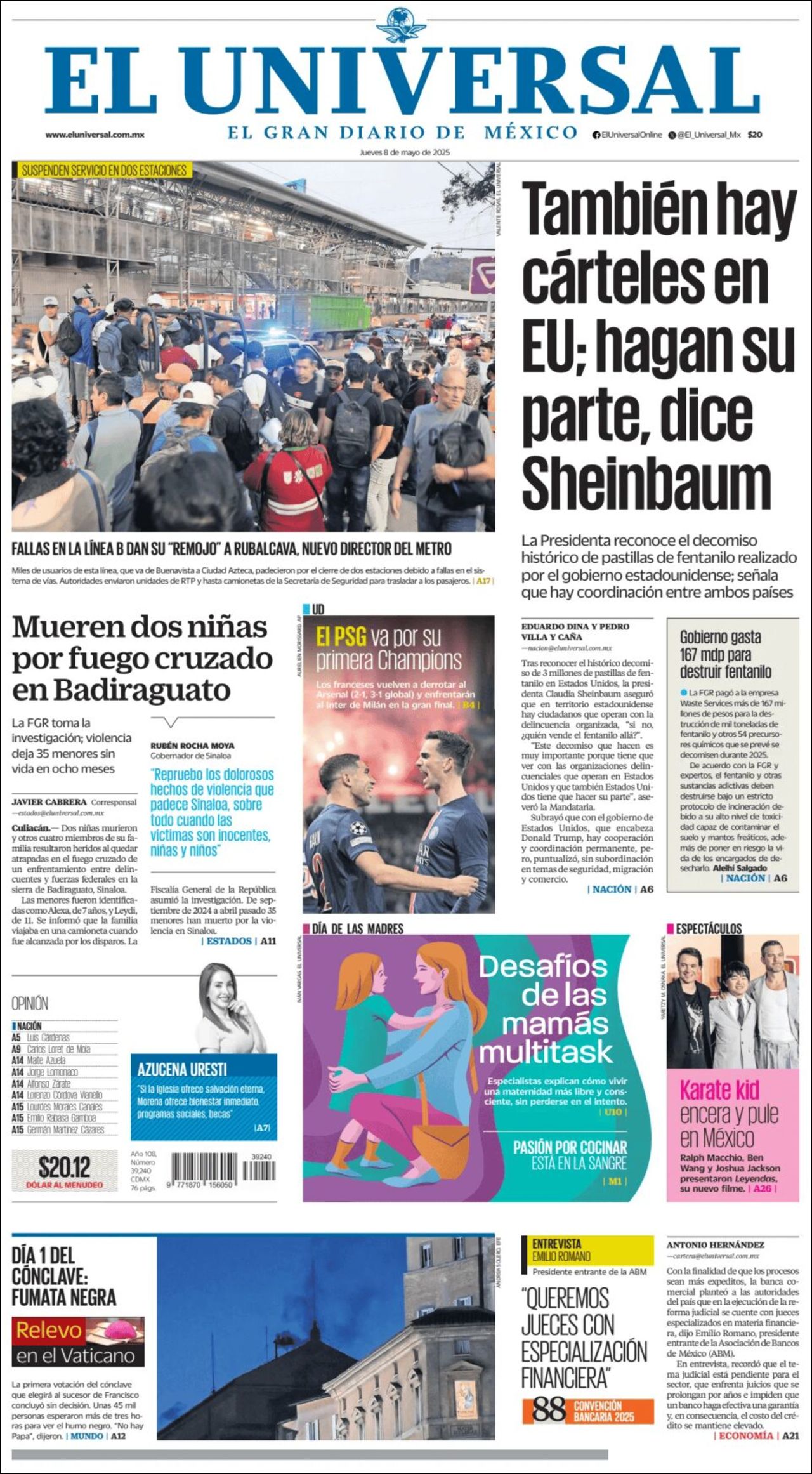 El Universal, edición del jueves 08 de mayo de 2025 El Universal, edición del jueves 08 de mayo de 2025