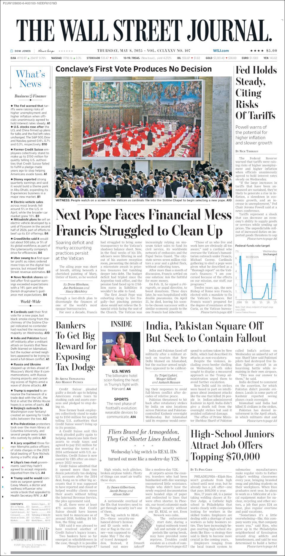 The Wall Street Journal, edición del jueves 08 de mayo de 2025 The Wall Street Journal, edición del jueves 08 de mayo de 2025