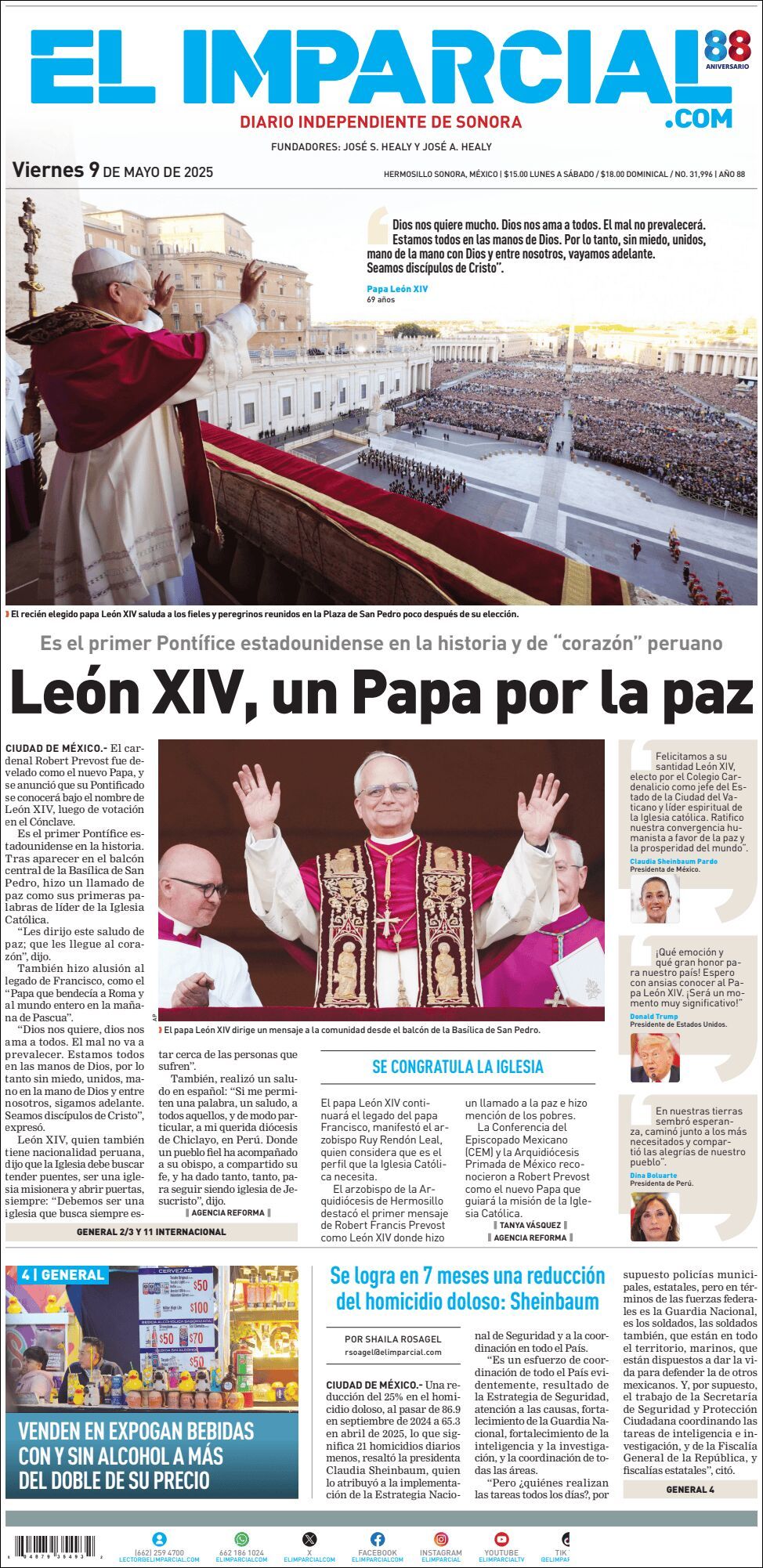 El Imparcial, edición del viernes 09 de mayo de 2025 El Imparcial, edición del viernes 09 de mayo de 2025