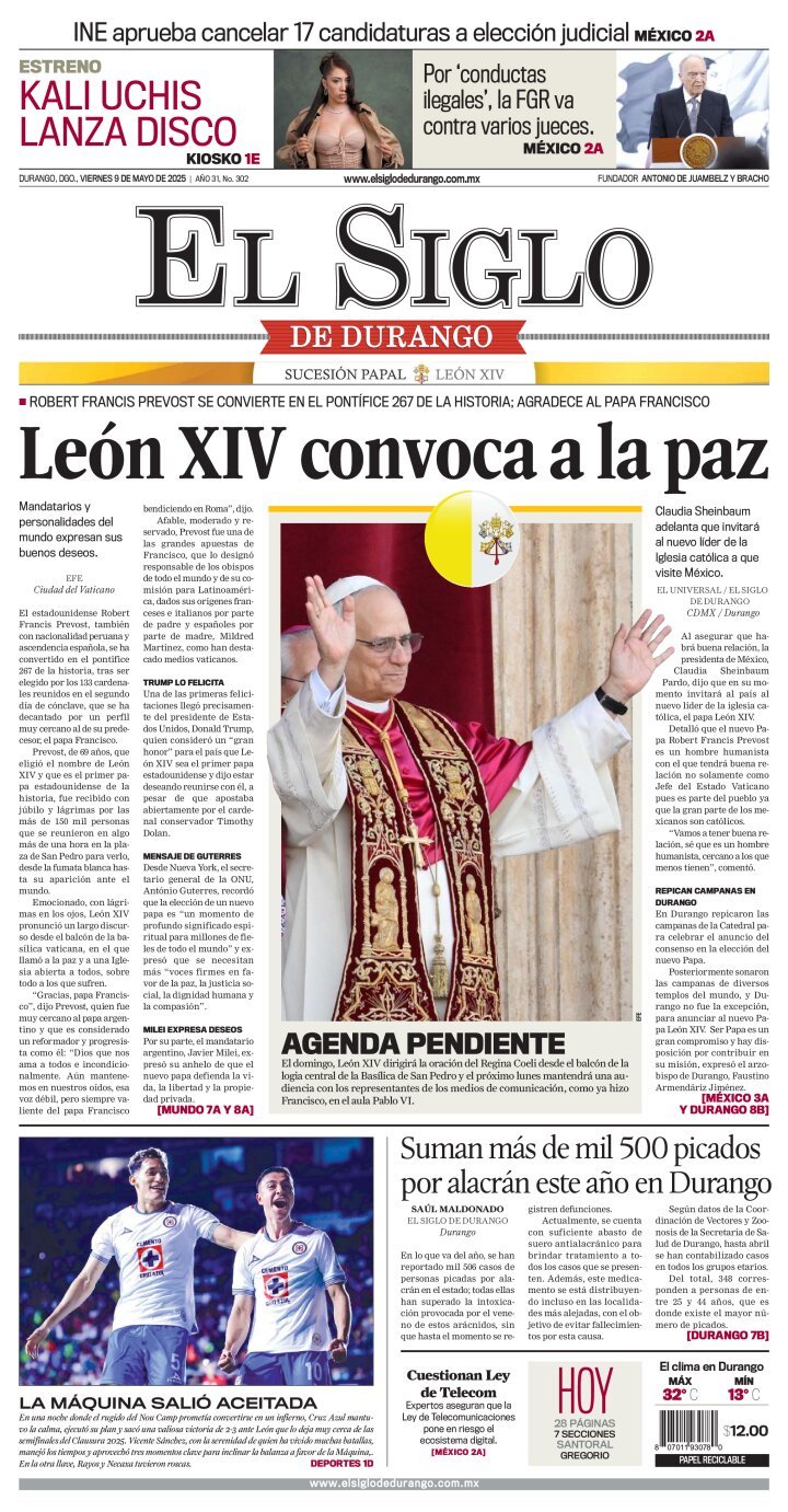 El Siglo de Durango, edición del viernes 09 de mayo de 2025 El Siglo de Durango, edición del viernes 09 de mayo de 2025
