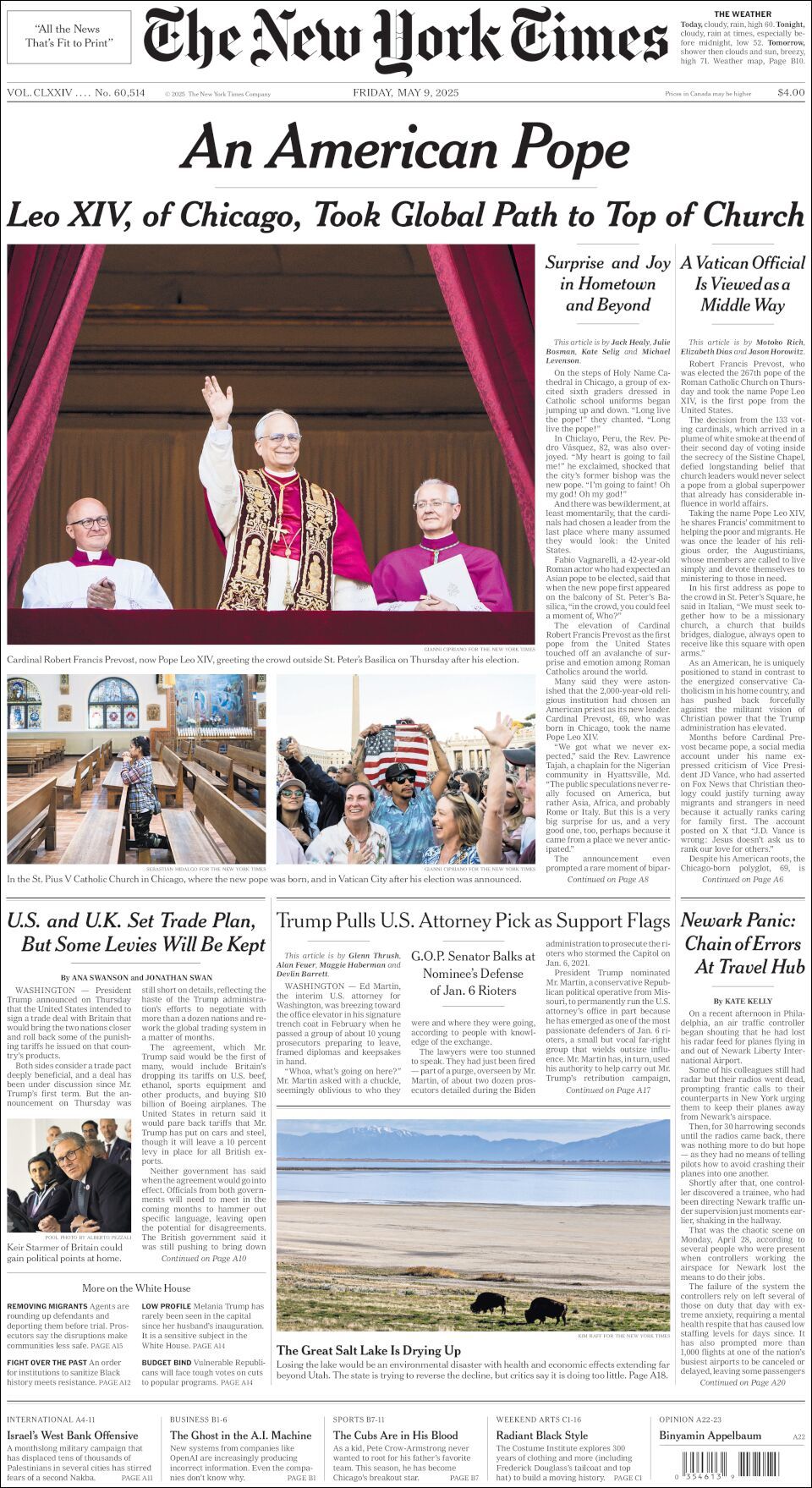 The New York Times, edición del viernes 09 de mayo de 2025 The New York Times, edición del viernes 09 de mayo de 2025