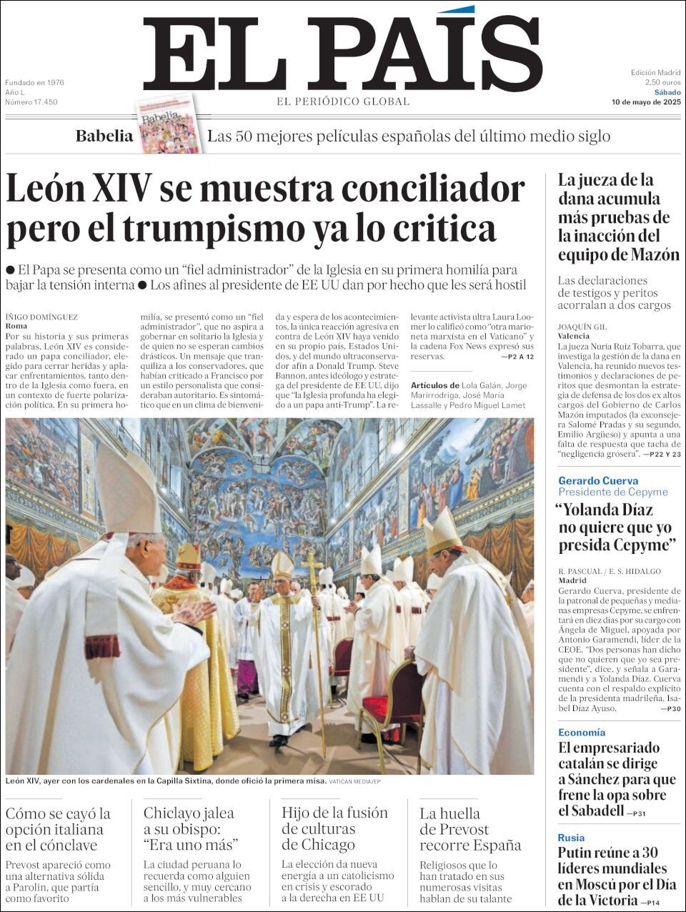 El País, edición del sábado 10 de mayo de 2025 El País, edición del sábado 10 de mayo de 2025