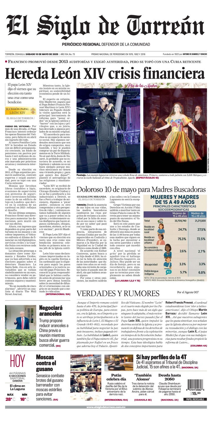 El Siglo de Torreón, edición del sábado 10 de mayo de 2025 El Siglo de Torreón, edición del sábado 10 de mayo de 2025