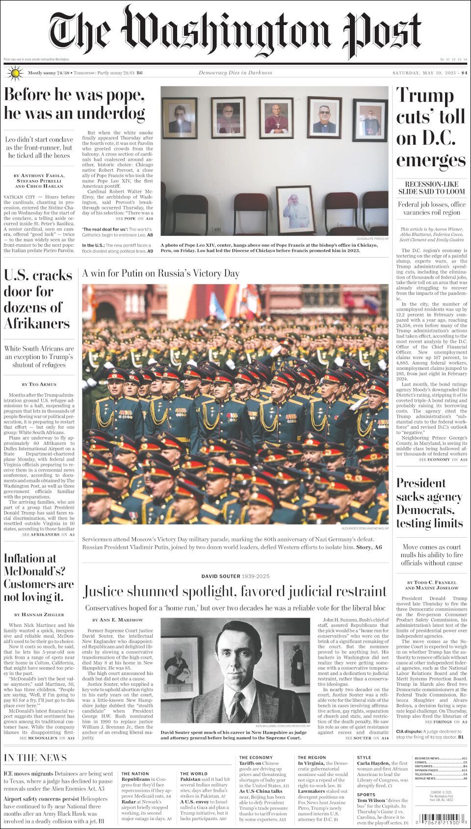 The Washington Post, edición del sábado 10 de mayo de 2025 The Washington Post, edición del sábado 10 de mayo de 2025