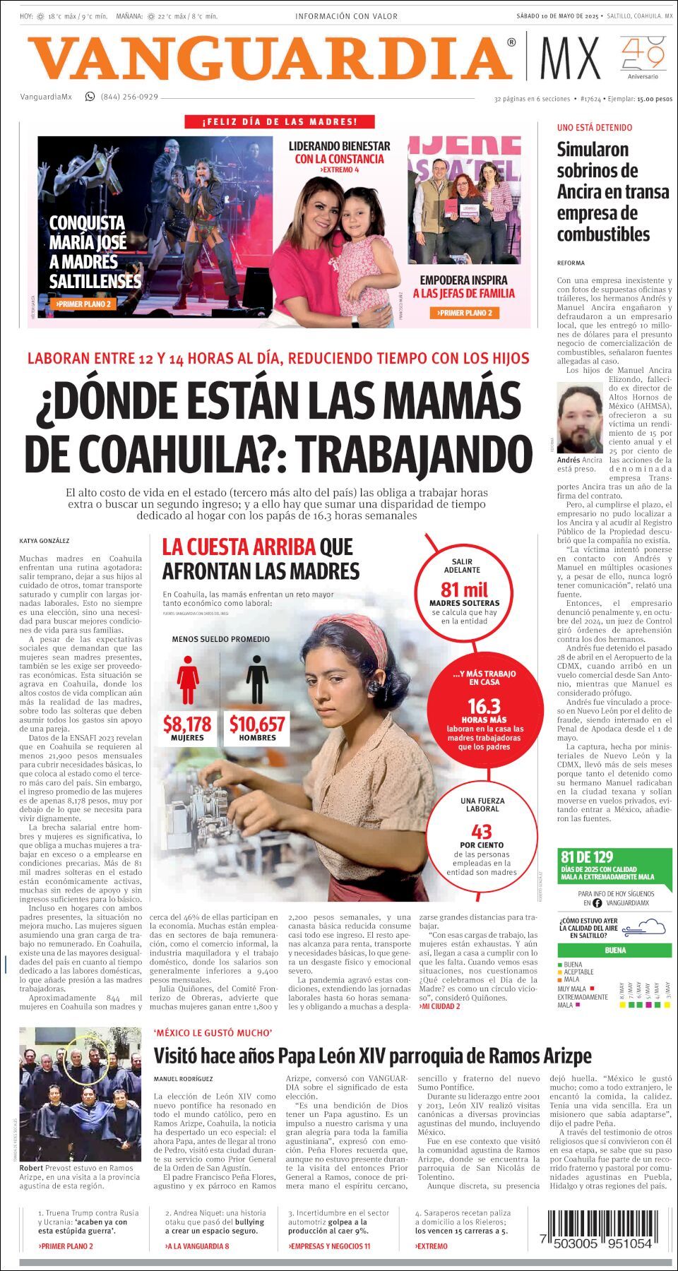 Vanguardia, edición del sábado 10 de mayo de 2025 Vanguardia, edición del sábado 10 de mayo de 2025