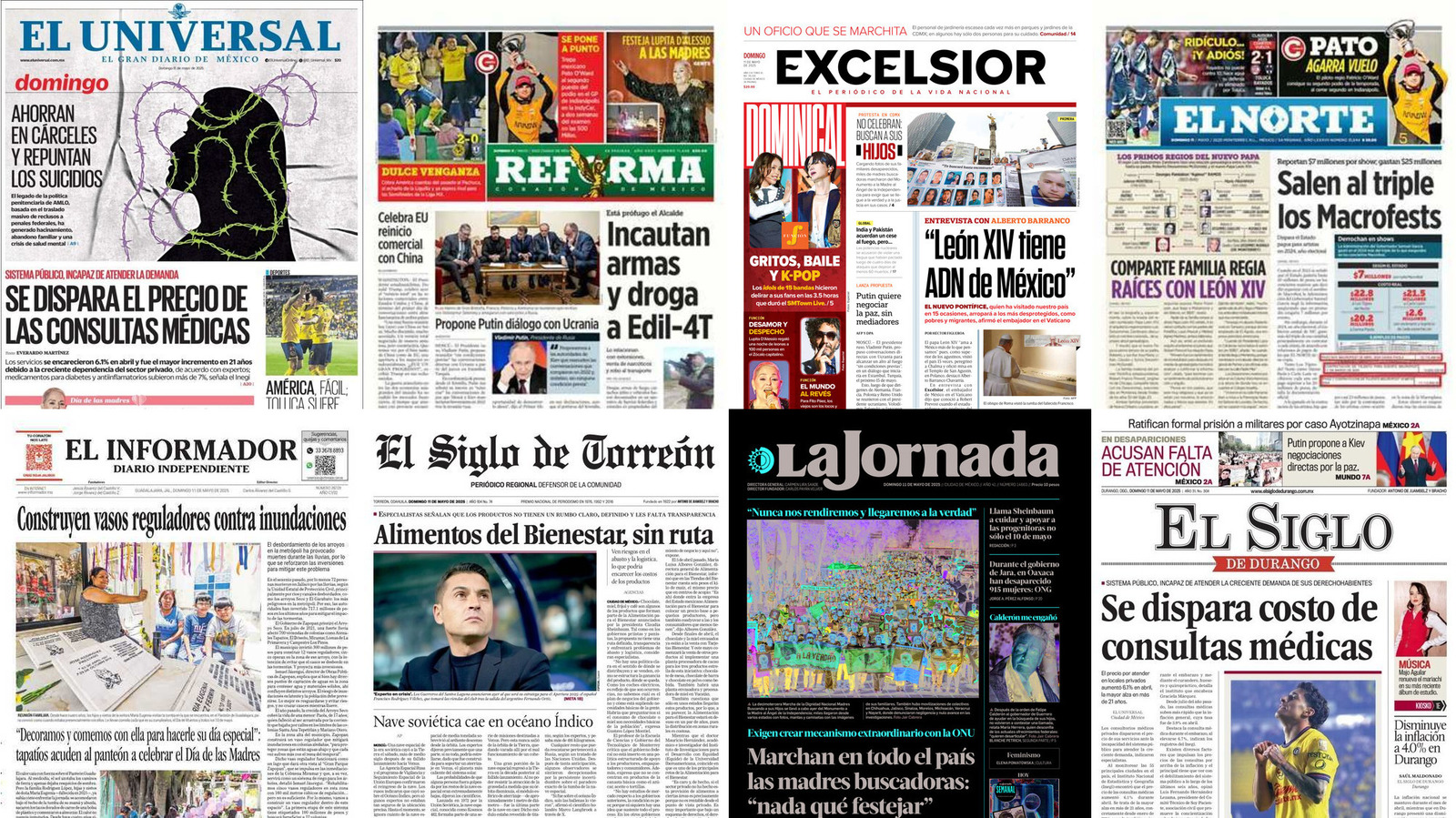 Portadas de periódicos impresos más importantes de México hoy