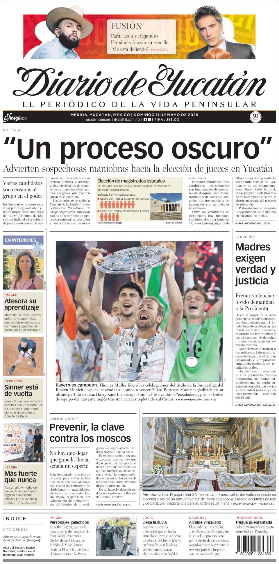 El Diario de Yucatán, edición del domingo 11 de mayo de 2025 El Diario de Yucatán, edición del domingo 11 de mayo de 2025