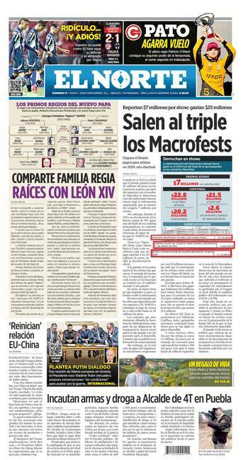 El Norte, edición del domingo 11 de mayo de 2025 El Norte, edición del domingo 11 de mayo de 2025