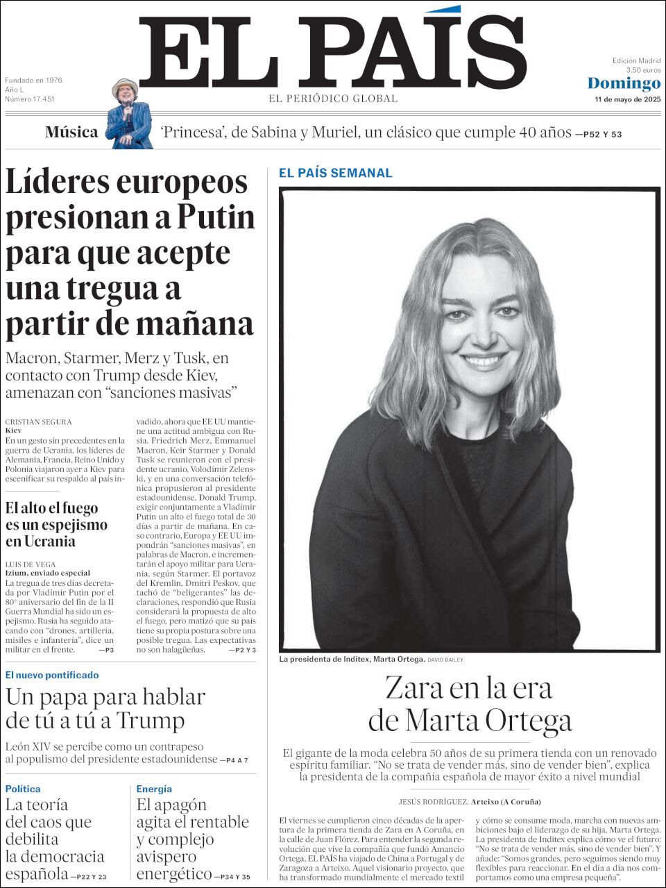 El País, edición del domingo 11 de mayo de 2025 El País, edición del domingo 11 de mayo de 2025