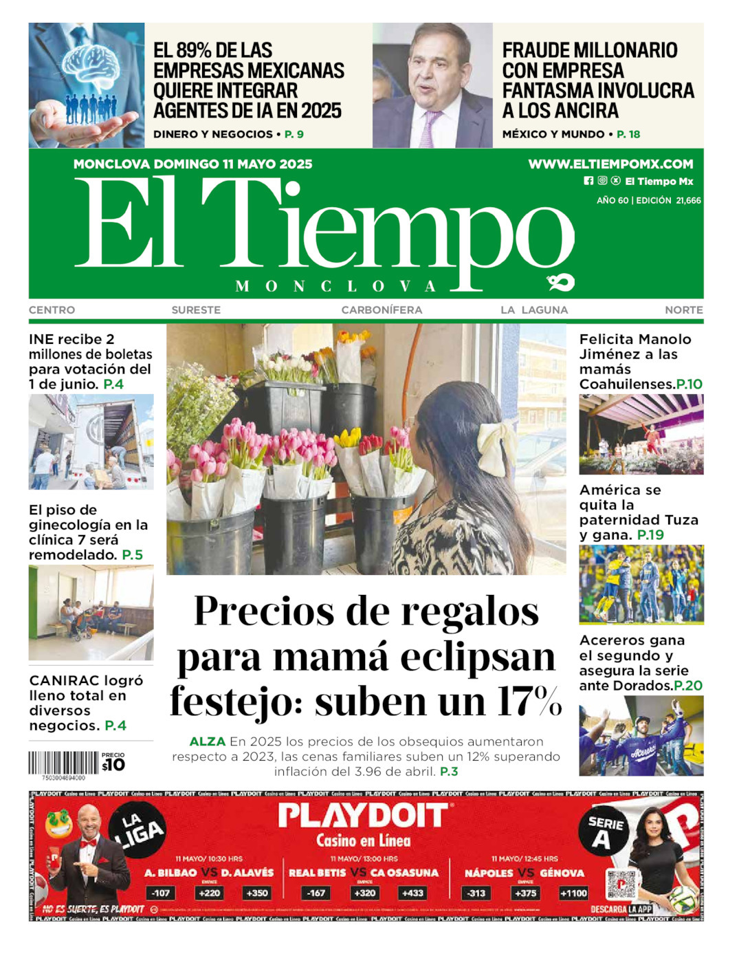 El Tiempo Monclova, edición del domingo 11 de mayo de 2025 El Tiempo Monclova, edición del domingo 11 de mayo de 2025