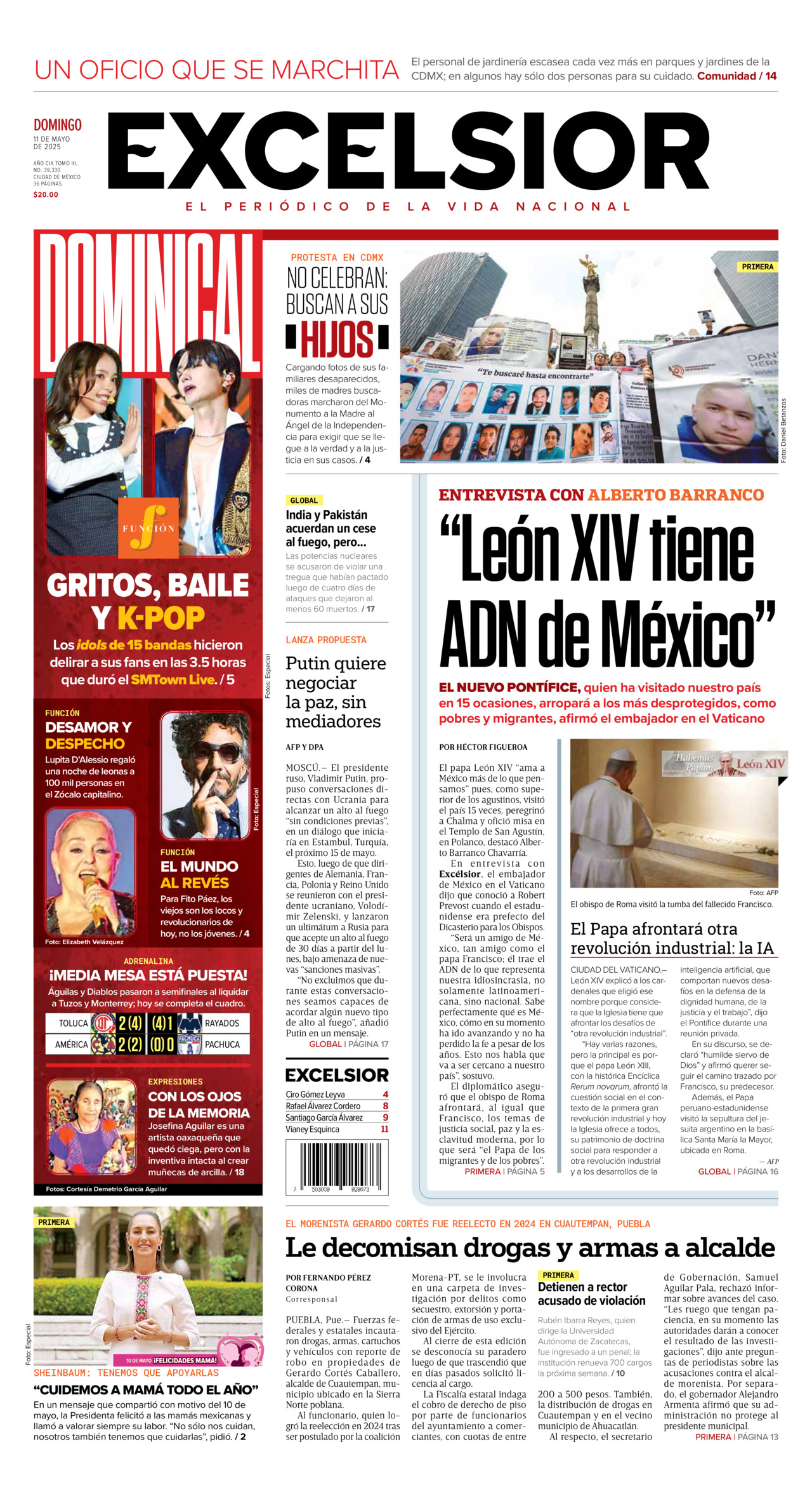 Excelsior, edición del domingo 11 de mayo de 2025 Excelsior, edición del domingo 11 de mayo de 2025