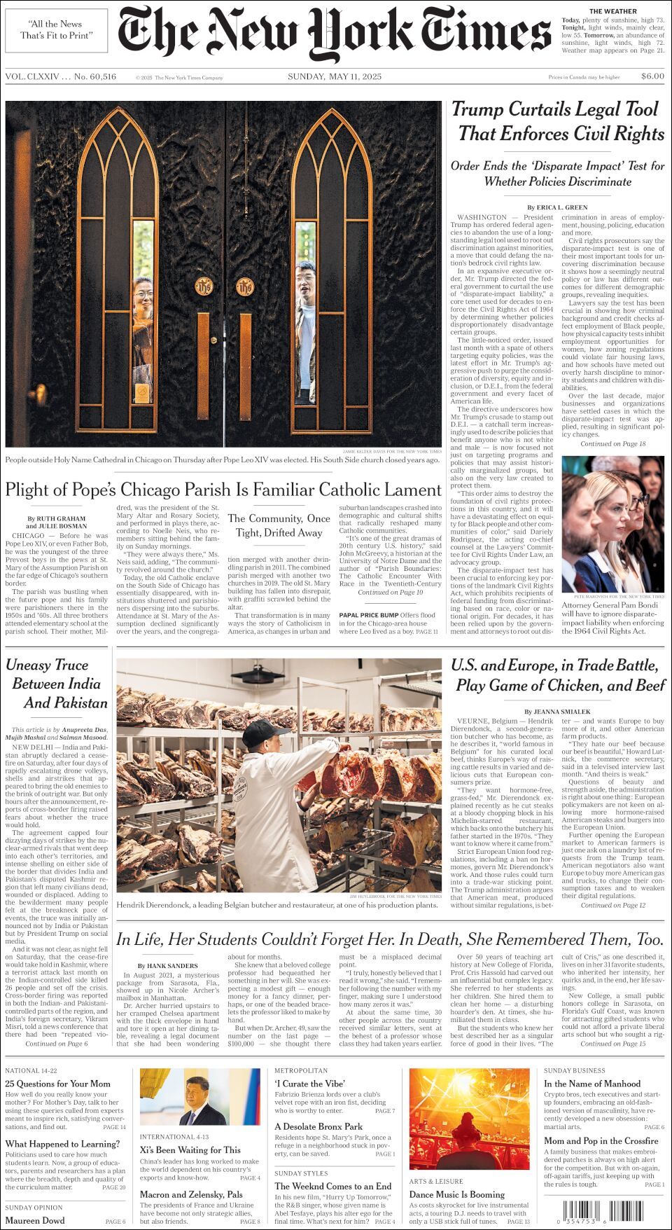 The New York Times, edición del domingo 11 de mayo de 2025 The New York Times, edición del domingo 11 de mayo de 2025