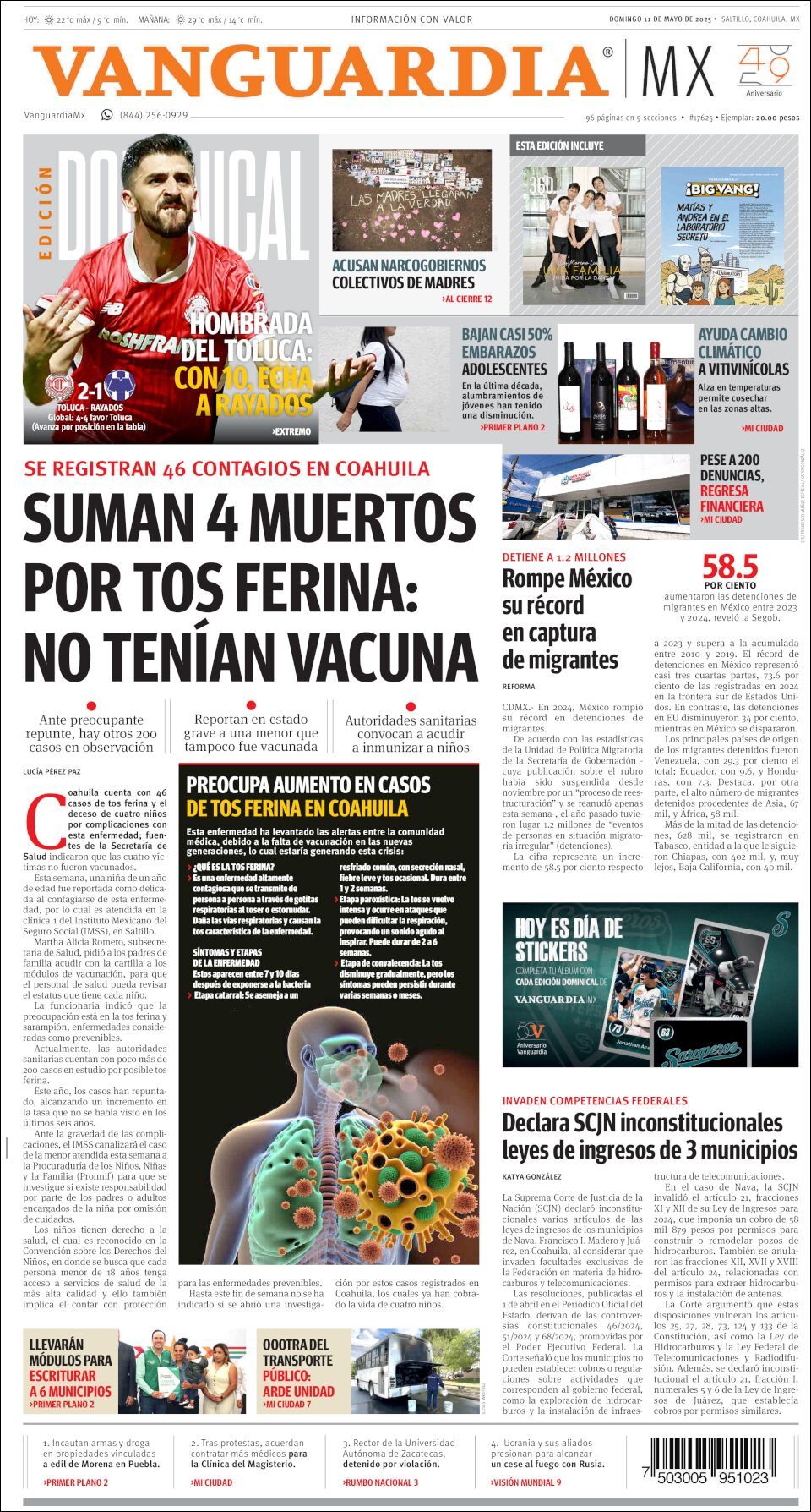 Vanguardia, edición del domingo 11 de mayo de 2025 Vanguardia, edición del domingo 11 de mayo de 2025