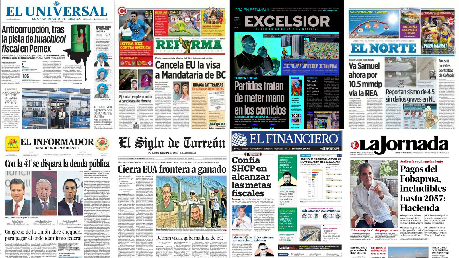 Portadas de periódicos impresos más importantes de México hoy