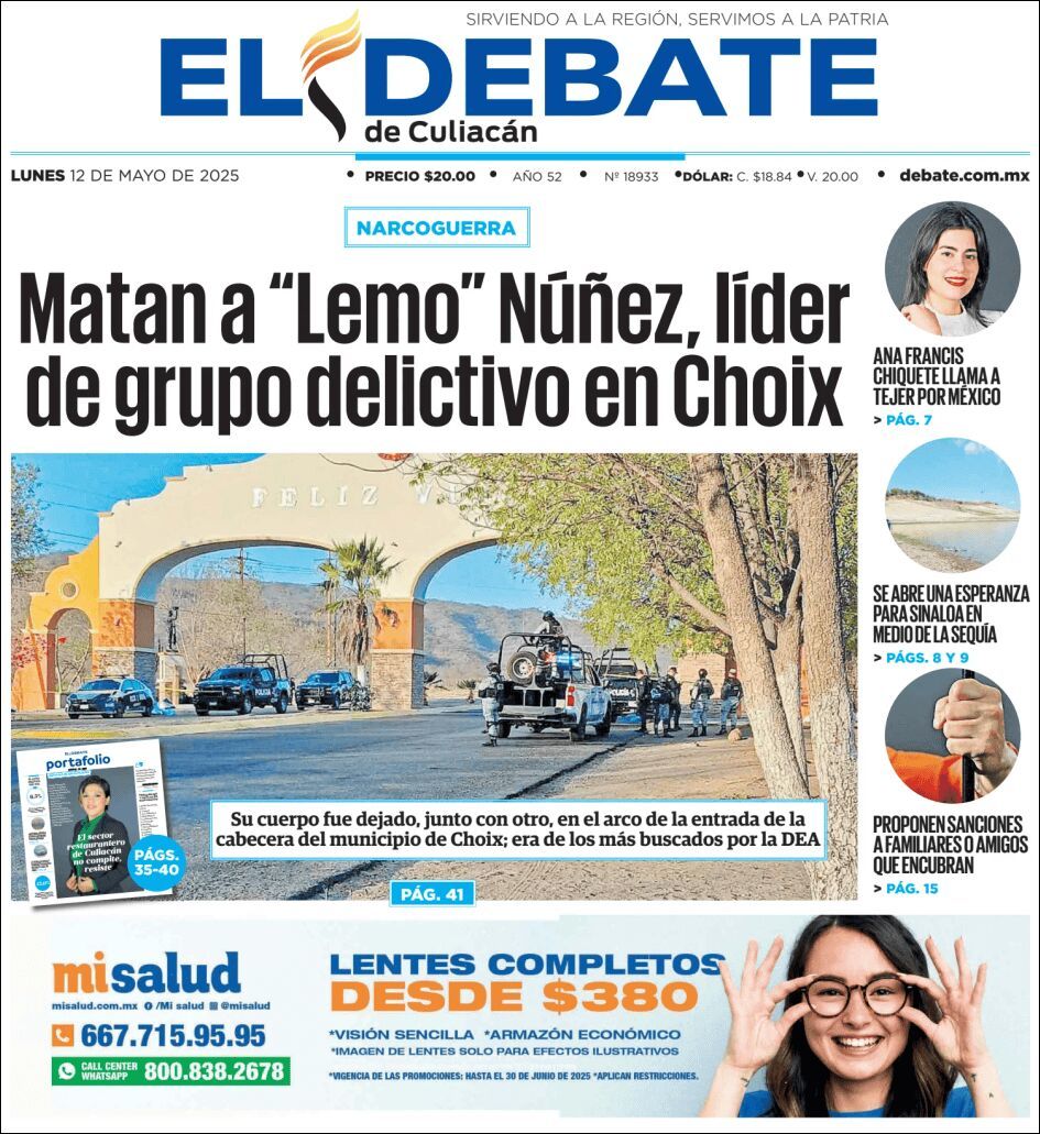 El Debate Culiacán, edición del lunes 12 de mayo de 2025 El Debate Culiacán, edición del lunes 12 de mayo de 2025