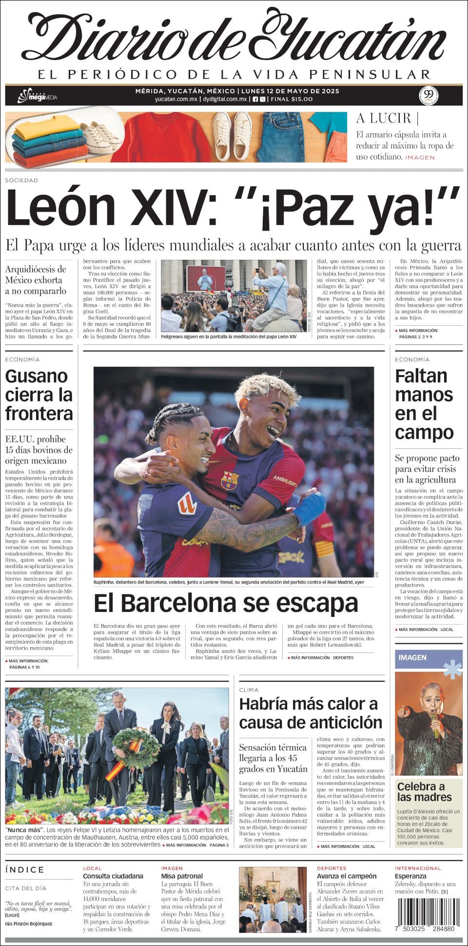 El Diario de Yucatán, edición del lunes 12 de mayo de 2025 El Diario de Yucatán, edición del lunes 12 de mayo de 2025