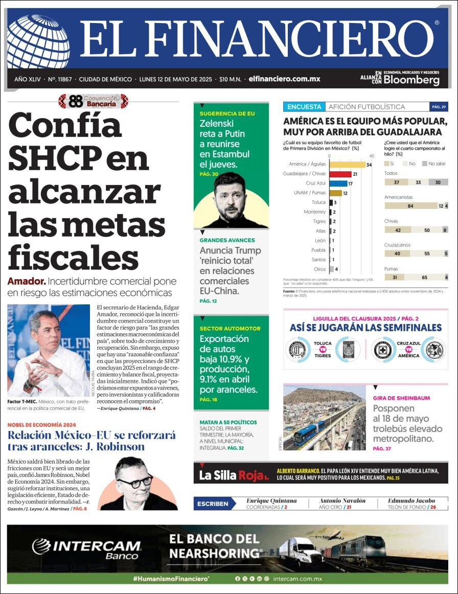 El Financiero, edición del lunes 12 de mayo de 2025 El Financiero, edición del lunes 12 de mayo de 2025