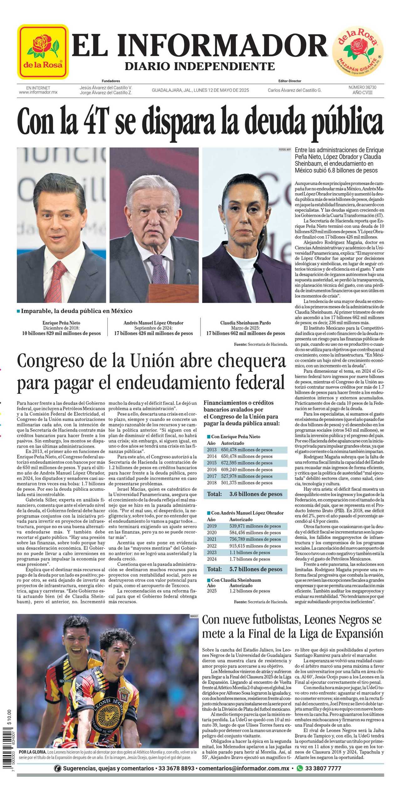 El Informador, edición del lunes 12 de mayo de 2025 El Informador, edición del lunes 12 de mayo de 2025