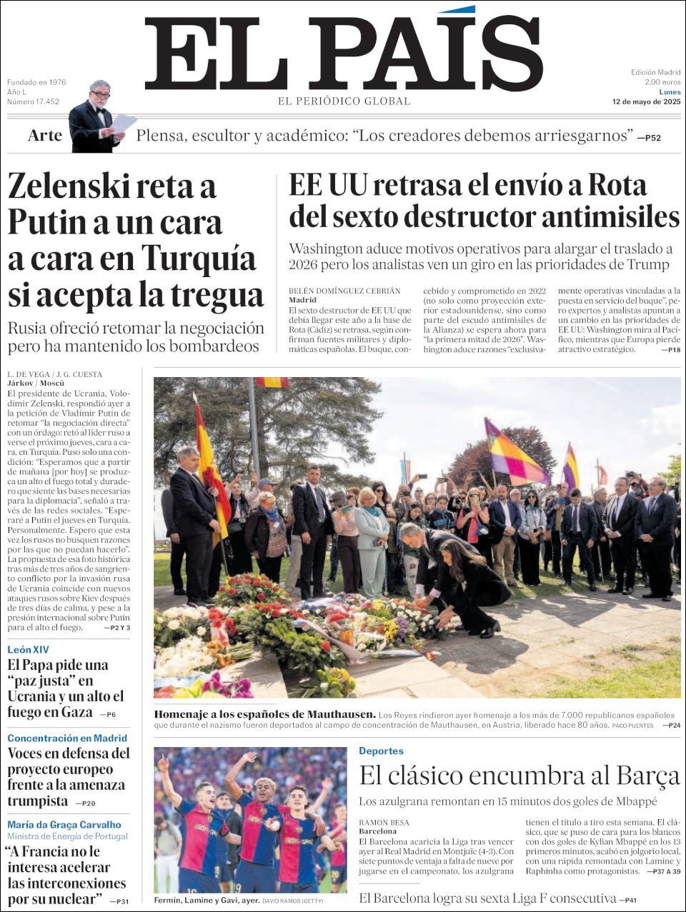 El País, edición del lunes 12 de mayo de 2025 El País, edición del lunes 12 de mayo de 2025