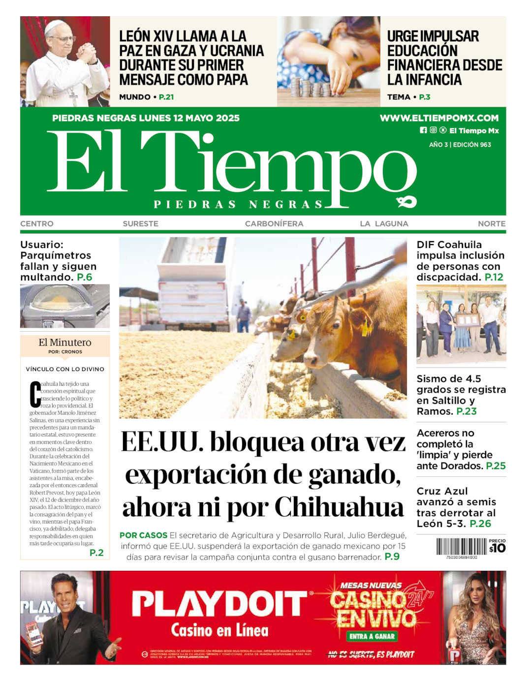 El Tiempo Piedras Negras, edición del lunes 12 de mayo de 2025 El Tiempo Piedras Negras, edición del lunes 12 de mayo de 2025