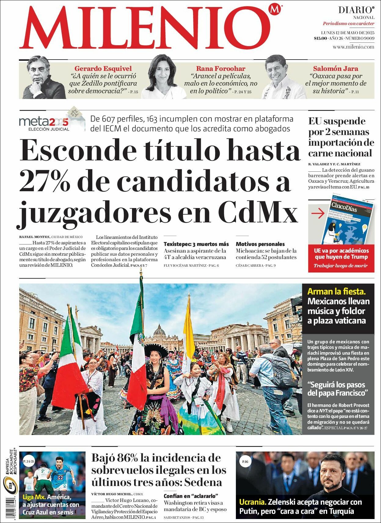 Milenio, edición del lunes 12 de mayo de 2025 Milenio, edición del lunes 12 de mayo de 2025