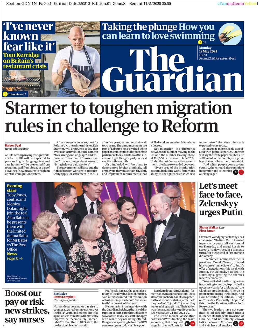The Guardian, edición del lunes 12 de mayo de 2025 The Guardian, edición del lunes 12 de mayo de 2025