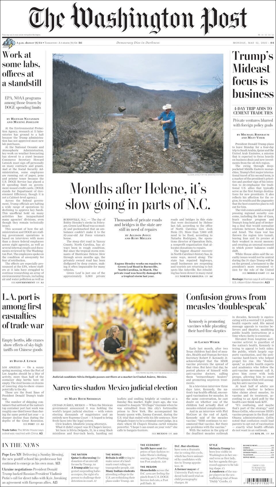 The Washington Post, edición del lunes 12 de mayo de 2025 The Washington Post, edición del lunes 12 de mayo de 2025