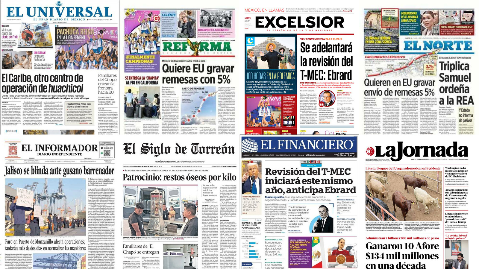 Portadas de periódicos impresos más importantes de México hoy