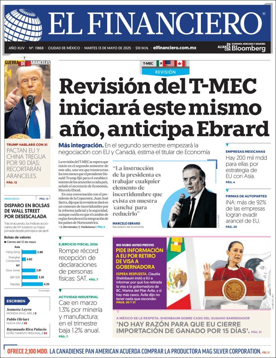 El Financiero, edición del martes 13 de mayo de 2025 El Financiero, edición del martes 13 de mayo de 2025