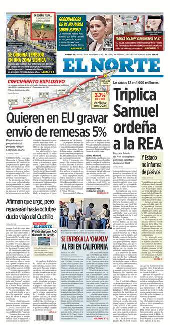 El Norte, edición del martes 13 de mayo de 2025 El Norte, edición del martes 13 de mayo de 2025