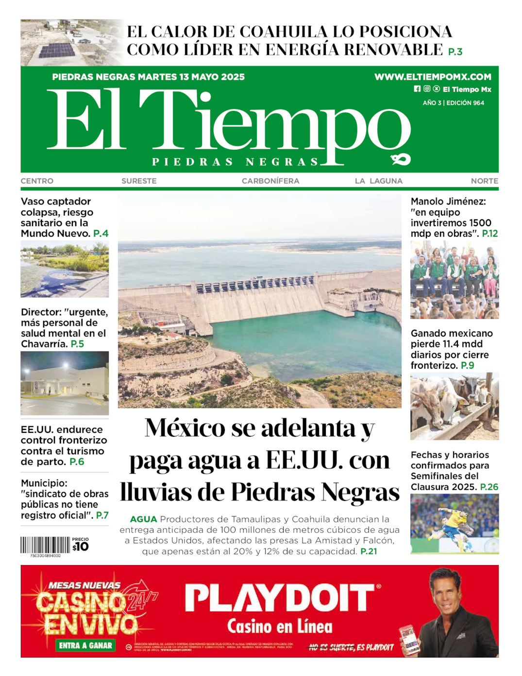El Tiempo Piedras Negras, edición del martes 13 de mayo de 2025 El Tiempo Piedras Negras, edición del martes 13 de mayo de 2025
