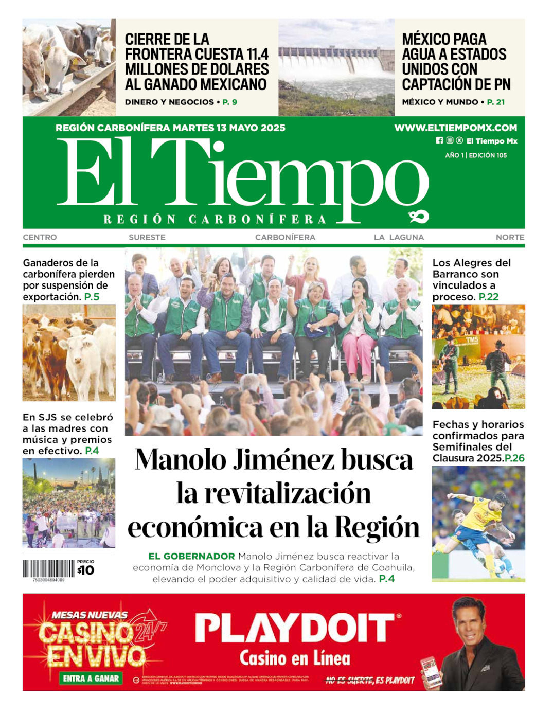 El Tiempo Región Carbonífera, edición del martes 13 de mayo de 2025 El Tiempo Región Carbonífera, edición del martes 13 de mayo de 2025