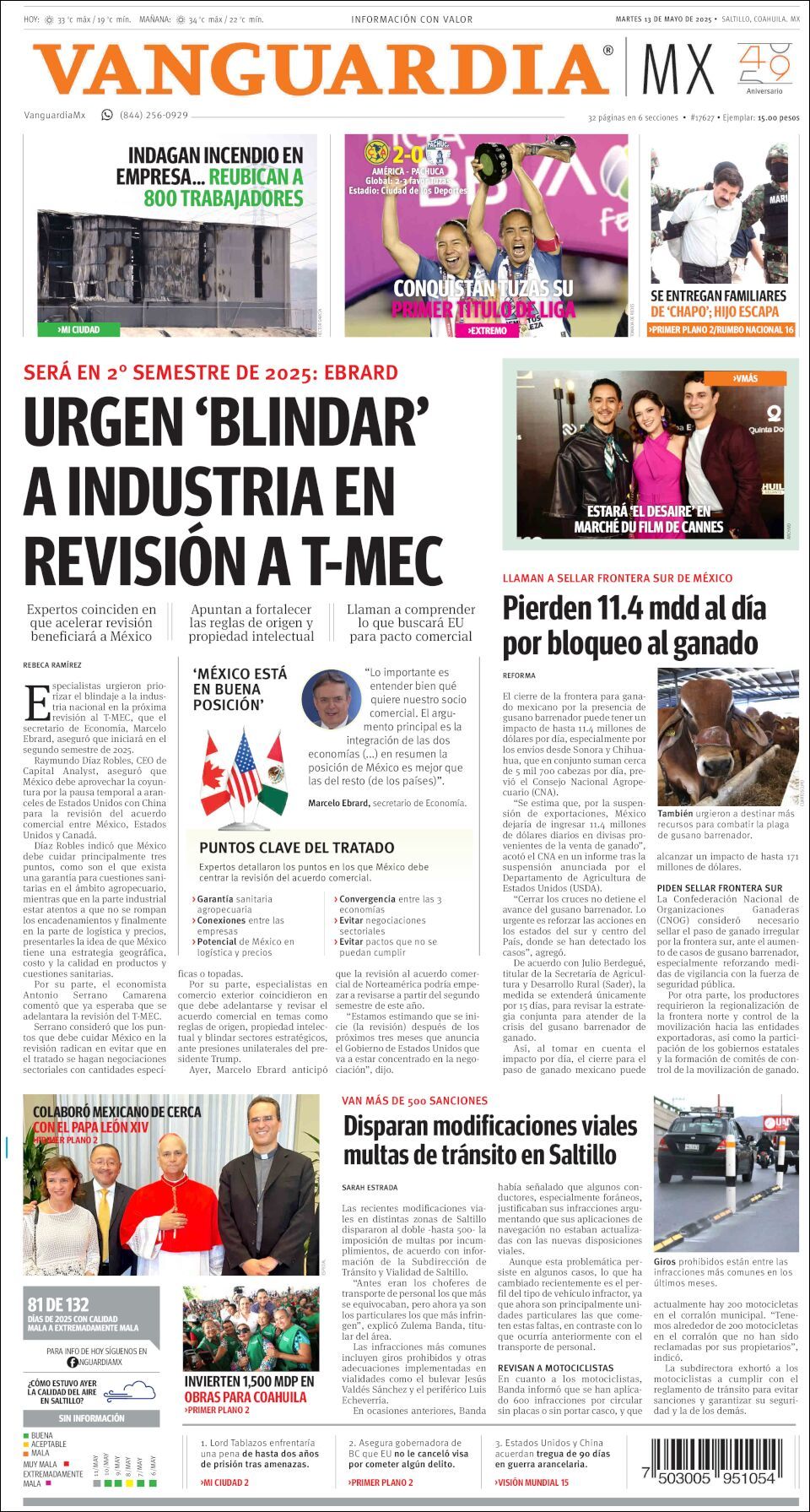 Vanguardia, edición del martes 13 de mayo de 2025 Vanguardia, edición del martes 13 de mayo de 2025