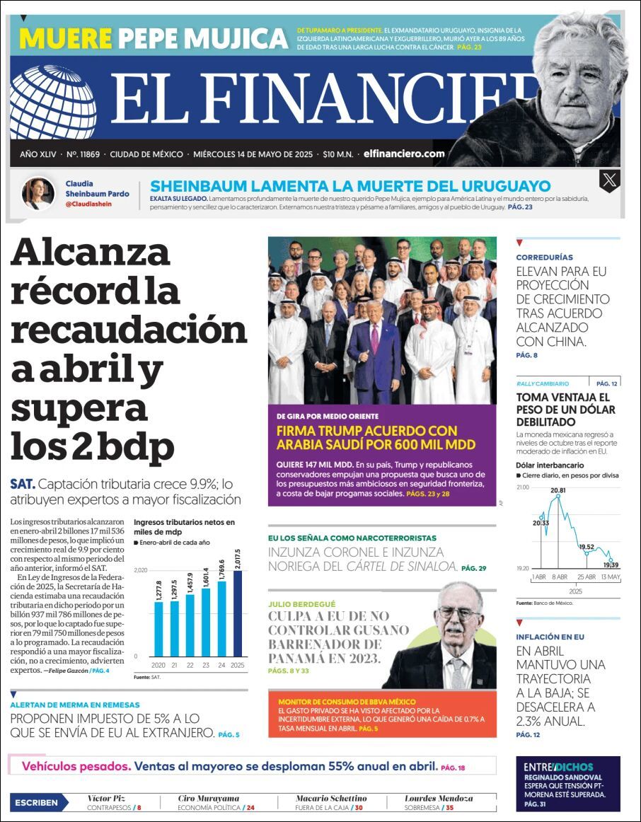 El Financiero, edición del miércoles 14 de mayo de 2025 El Financiero, edición del miércoles 14 de mayo de 2025