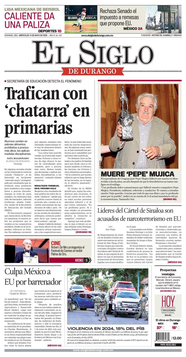 El Siglo de Durango, edición del miércoles 14 de mayo de 2025 El Siglo de Durango, edición del miércoles 14 de mayo de 2025