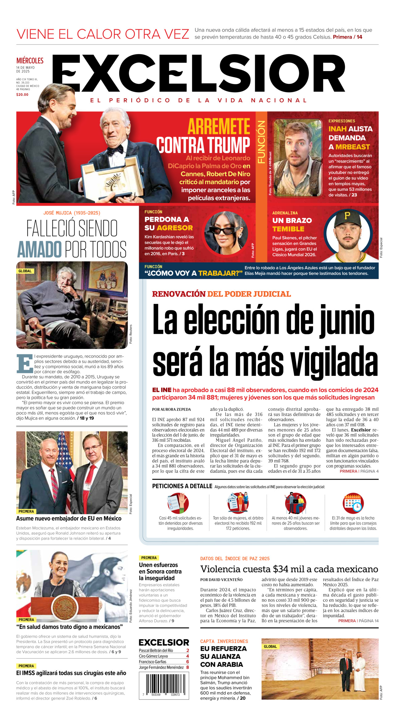 Excelsior, edición del miércoles 14 de mayo de 2025 Excelsior, edición del miércoles 14 de mayo de 2025