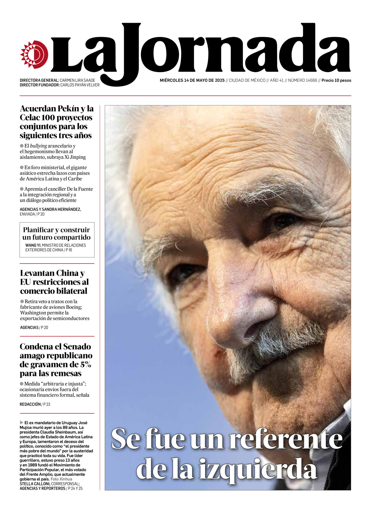 La Jornada, edición del miércoles 14 de mayo de 2025 La Jornada, edición del miércoles 14 de mayo de 2025