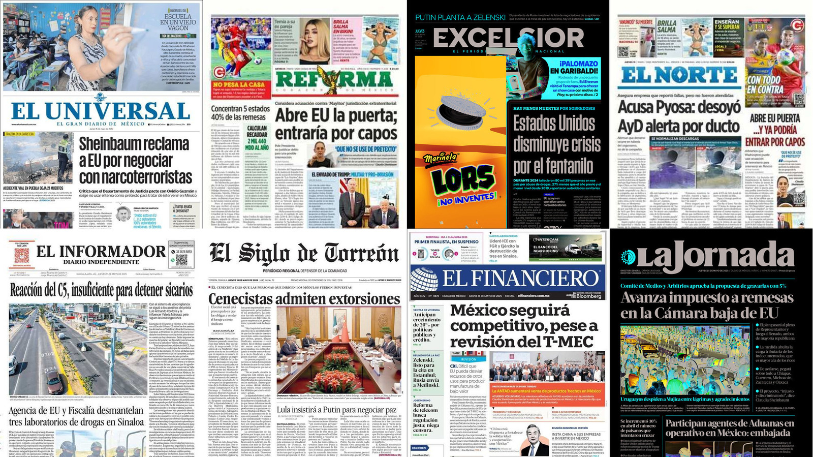 Portadas de periódicos impresos más importantes de México hoy