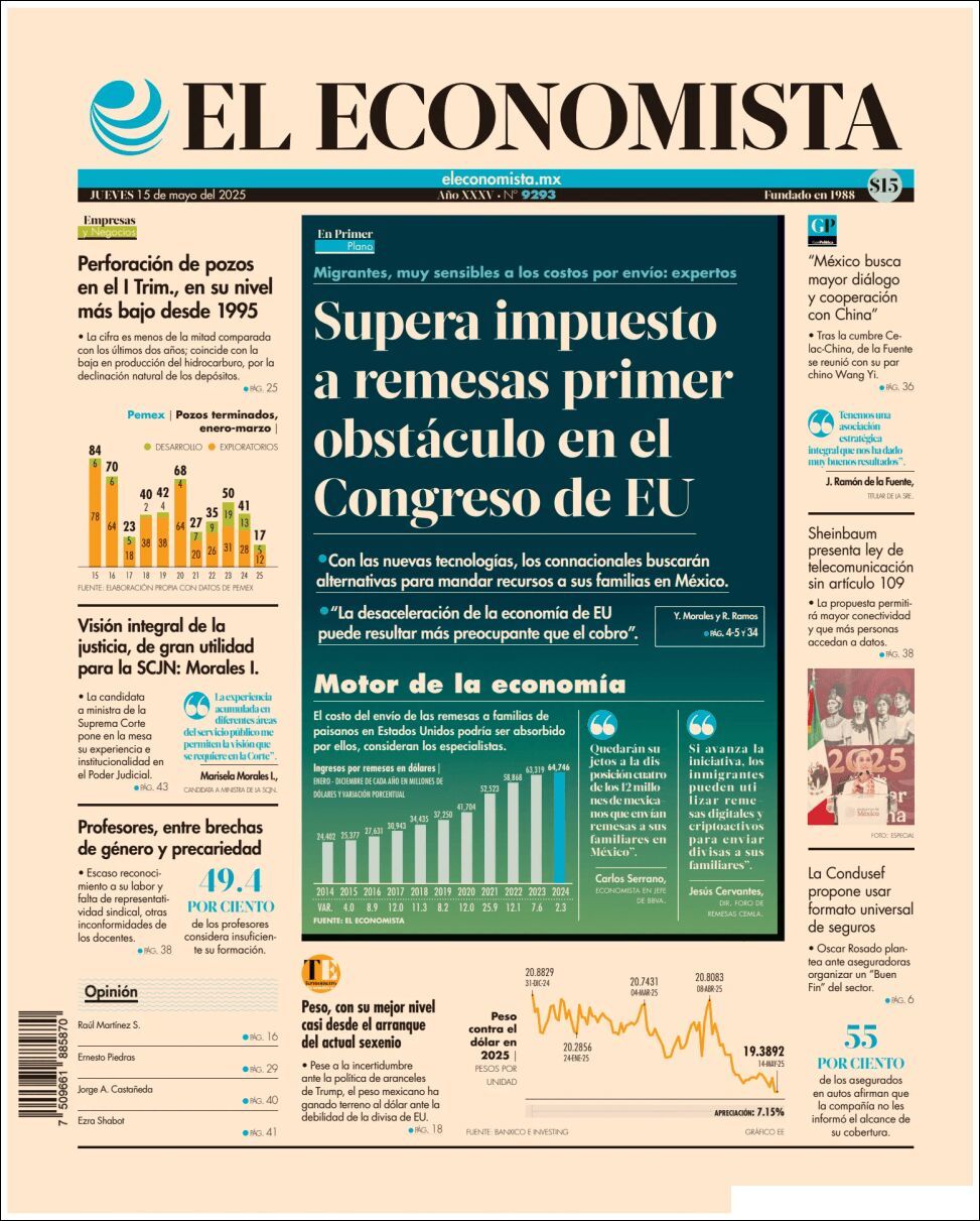 El Economista, edición del jueves 15 de mayo de 2025 El Economista, edición del jueves 15 de mayo de 2025